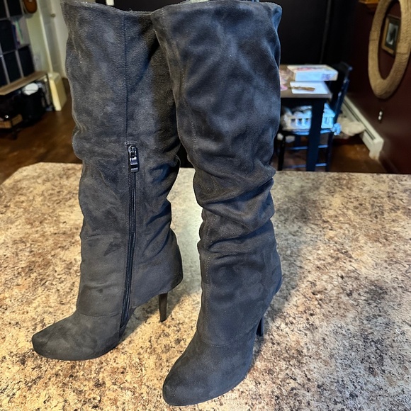 Jeffrey Tyler "Maddie" Charcoal Knee High Slouch Boots Size 8M - Picture 1 of 8
